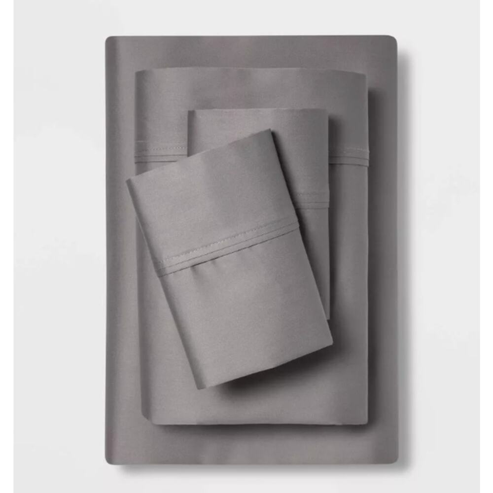 Solid Performance 400 Thread Count Sheet Set Threshold Gray full size100% cotton